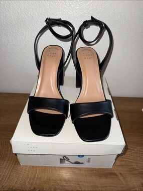 a new day Black Ankle-Strap Block Heels